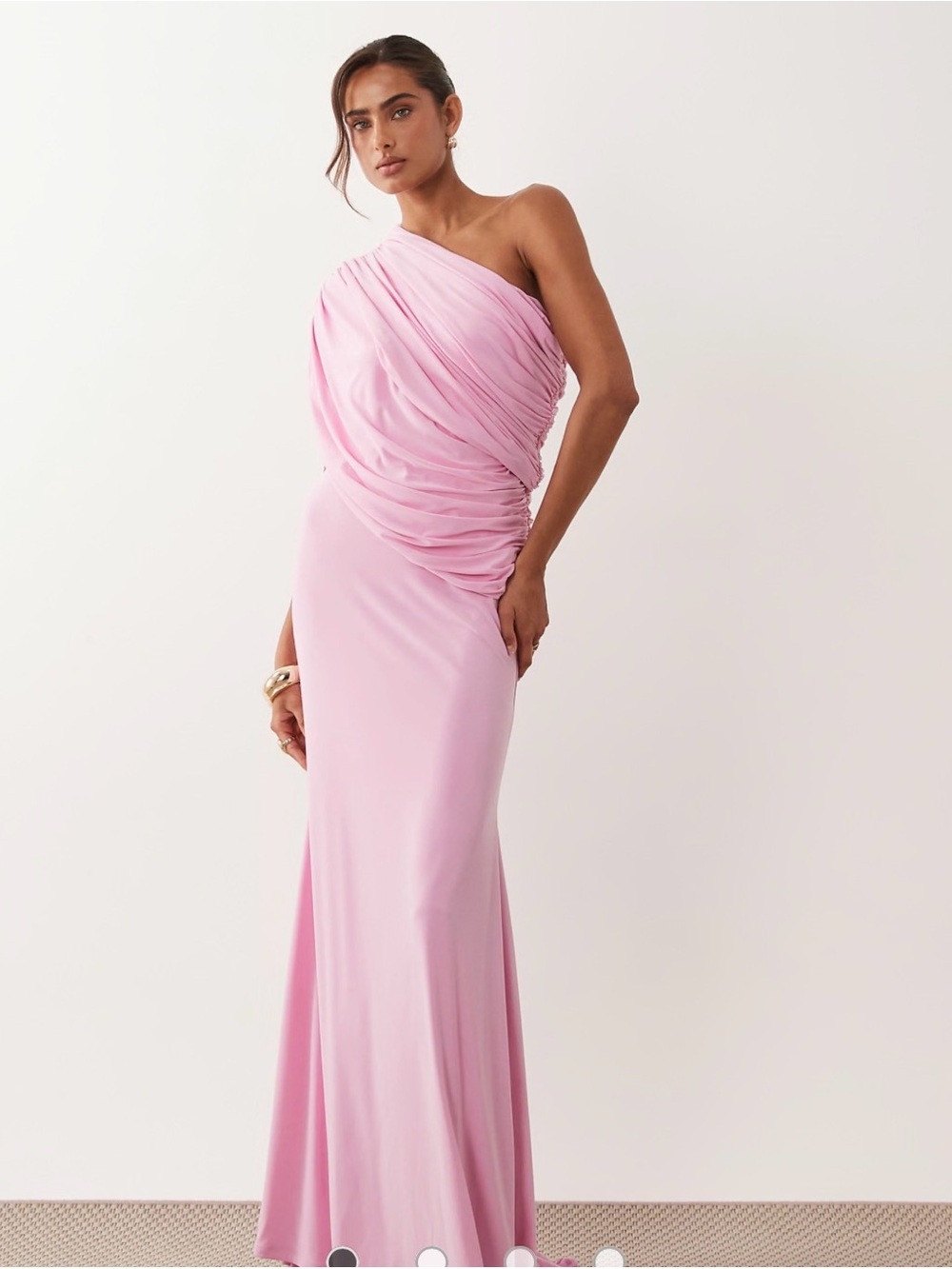 ASOS One-Shoulder Draped Pink Evening Gown